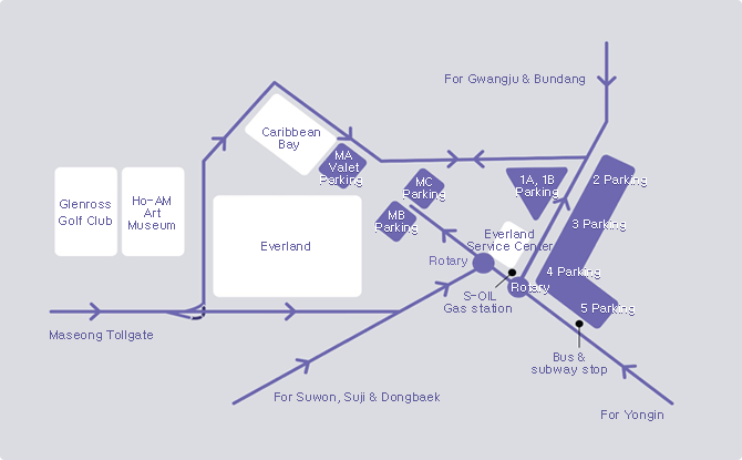 Everland Resort and Parking Lot Map